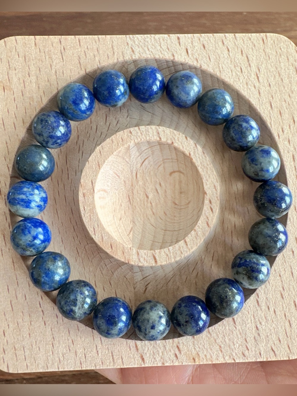 Natural Lapis Lazuli Beaded Bracelet Handmade Crystal Stretch Bracelet Gift